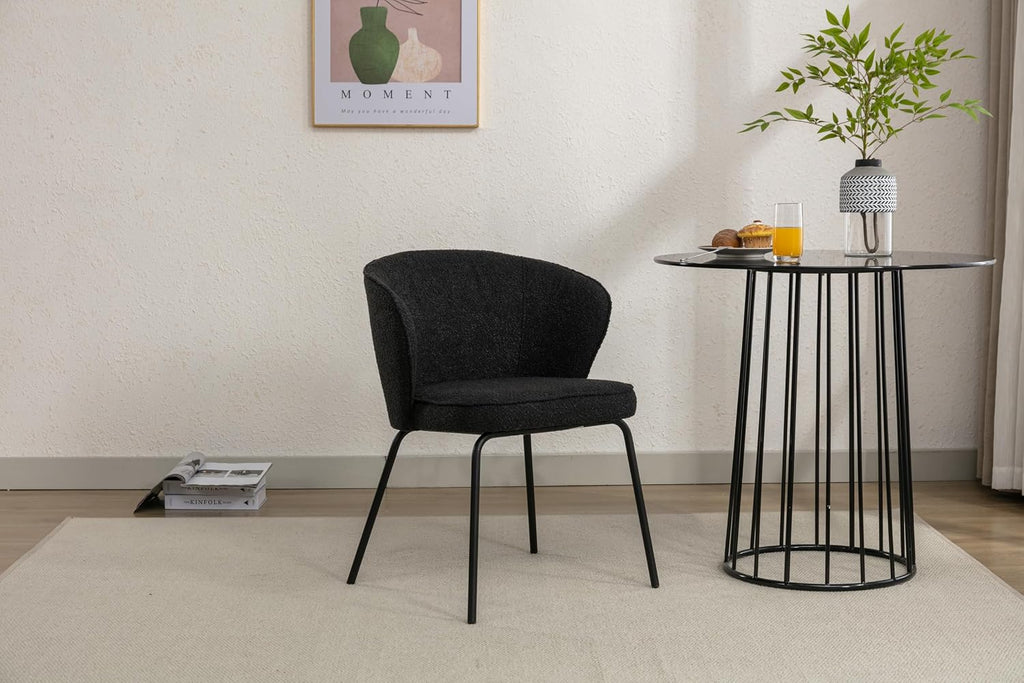 Luxury Velvet Swivel Dining Chairs Set of 2 Beige Chairs for Living Room or Bedroom Single Light Luxury Design Metal Legs Elegant Furniture for Home Décor (Black Single)