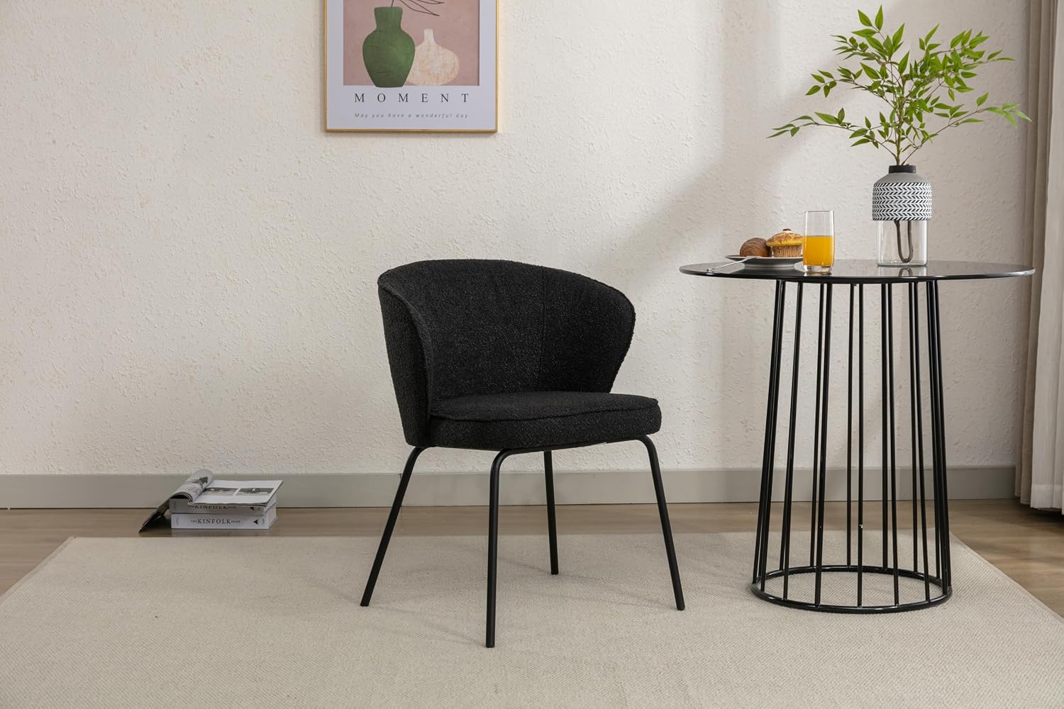 Luxury Velvet Swivel Dining Chairs Set of 2 Beige Chairs for Living Room or Bedroom Single Light Luxury Design Metal Legs Elegant Furniture for Home Décor (Black Single)