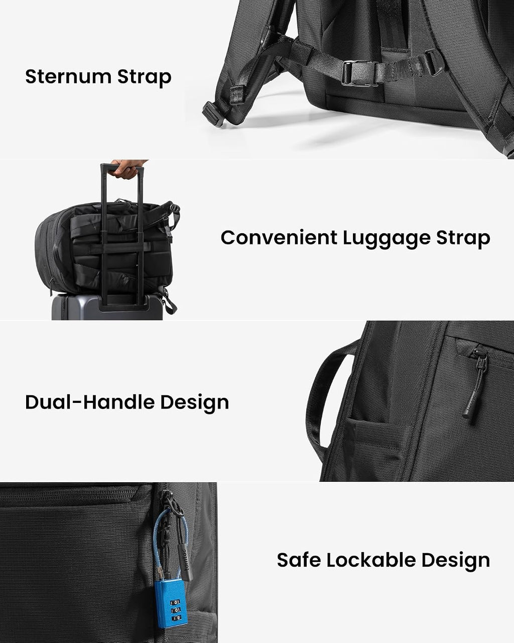 tomtoc Laptop Backpack 32L, Large Business Work Bag Fits 15.6-16 Inch Laptop, Water-Resistant Durable Computer Travel Backpack for Business Trip, Weekend Getaway
