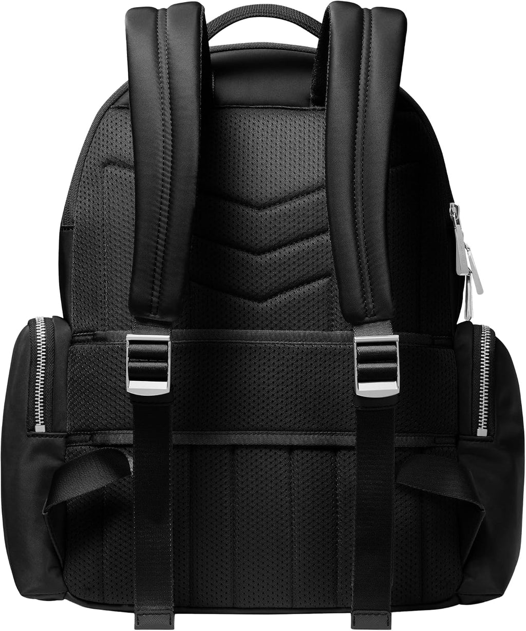 Michael Kors Prescott Large Backpack, Silver-Tone Hardware/Nylon/Black, One Size