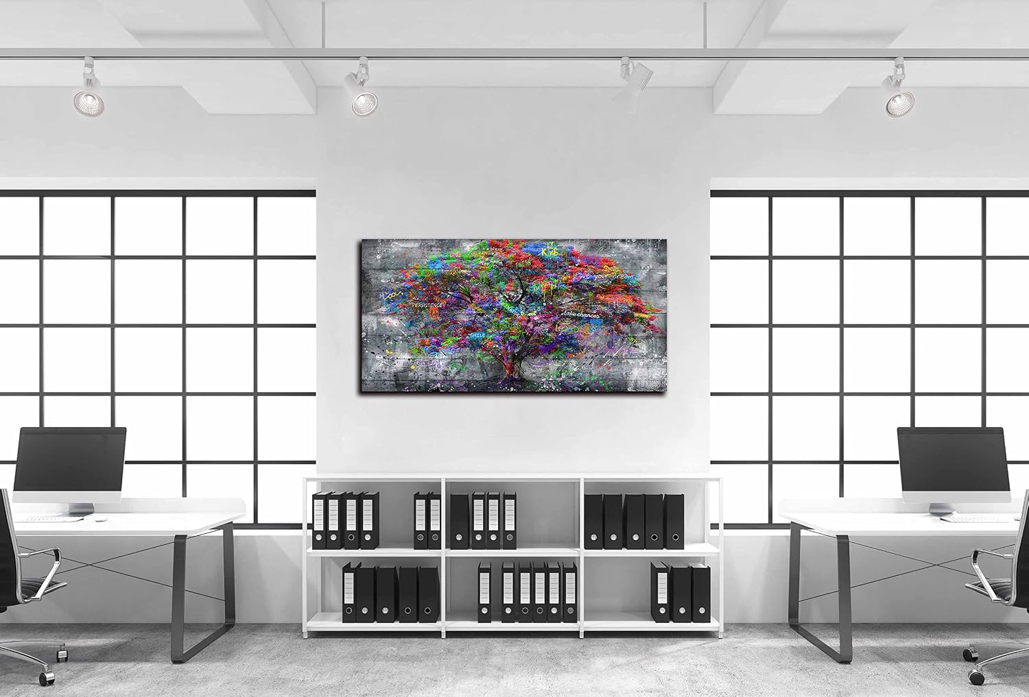 SIXTTART Tree Large Canvas Wall-Art For Living Room - Graffiti Forest Wall Art - Abstract Modern Home Office Wall Decor Ready to Hang Size 59' x 29'