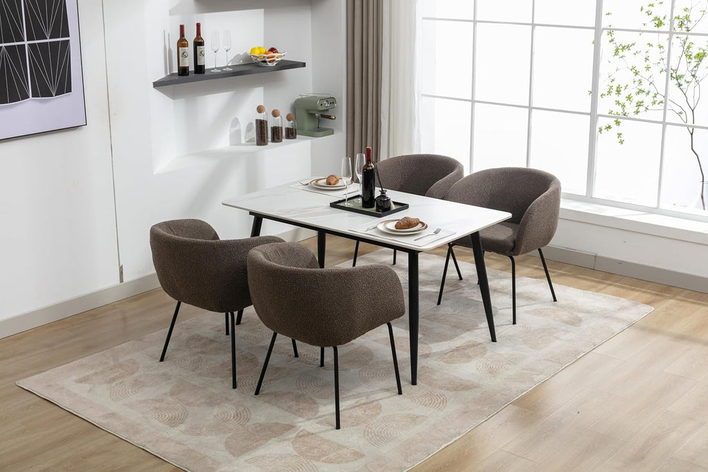 Luxury Velvet Dining Chairs with Swivel Function and Metal Legs Set of 2 (Grey + Black) Ideal for Living Room or Bedroom (Brown Single)