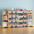SpaceAid Toy Storage Organizer with 6 Shelves and 16 Bins, Toy Organizers Storage Bookshelf, Kids Bin Shelf Toys Box Bookcase for Bedroom Playroom Organization Room Decor, Neutral Gray