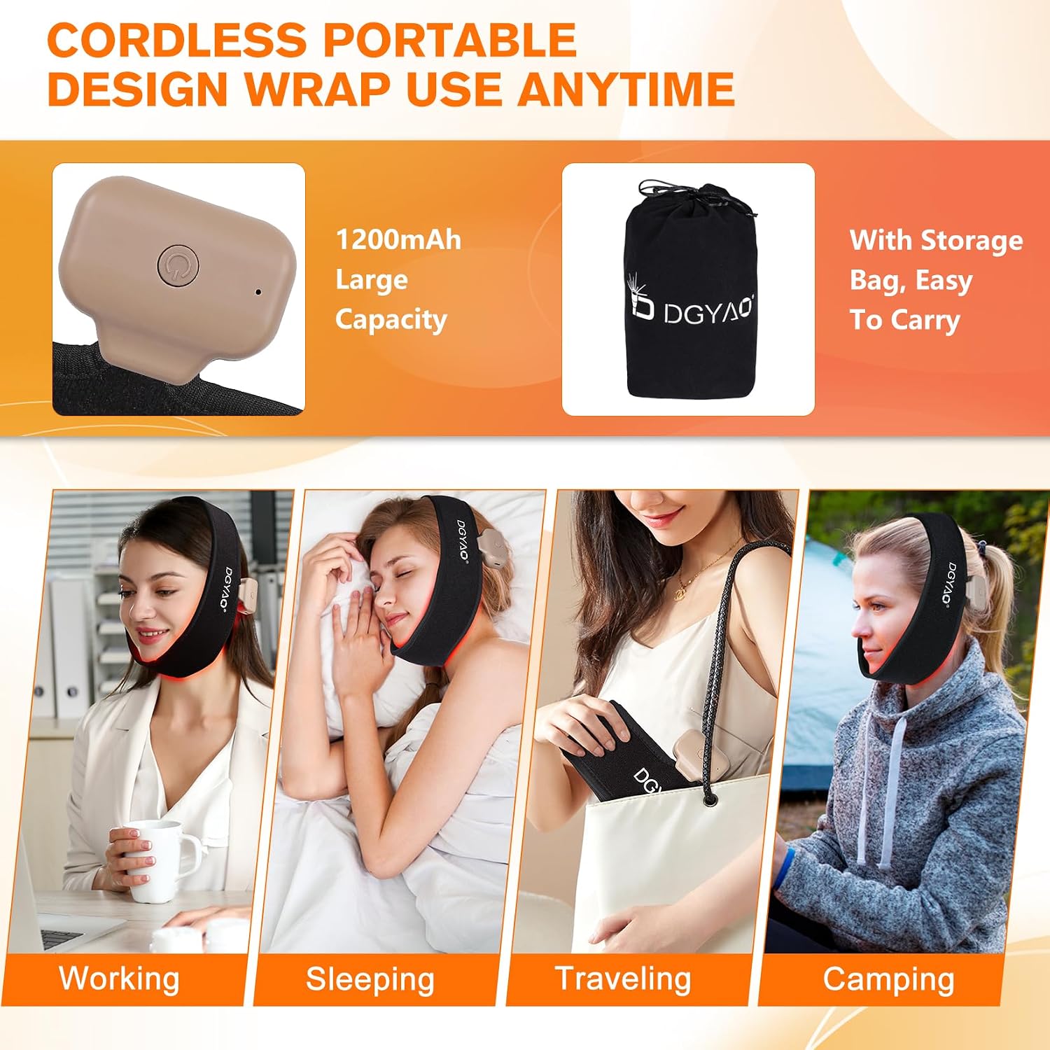 Cordless Red Light Therapy for Neck Chin Firming and V Face Lifting, Portable 8 Color Light Therapy Wrap for Hand Feet Wrist Pain Relief, Infrared Light Therapy Pad