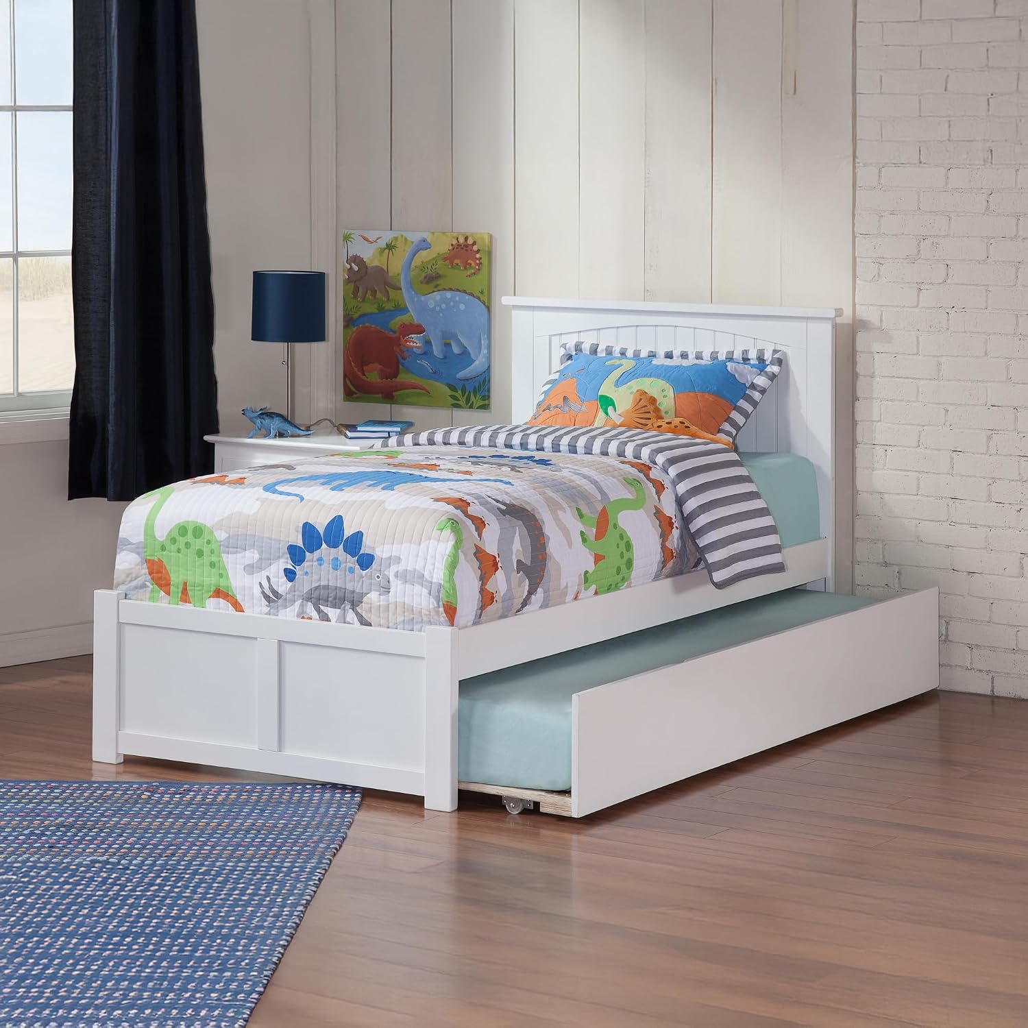 AFI, Nantucket Twin Platform Bed with Footboard & Twin Trundle, White