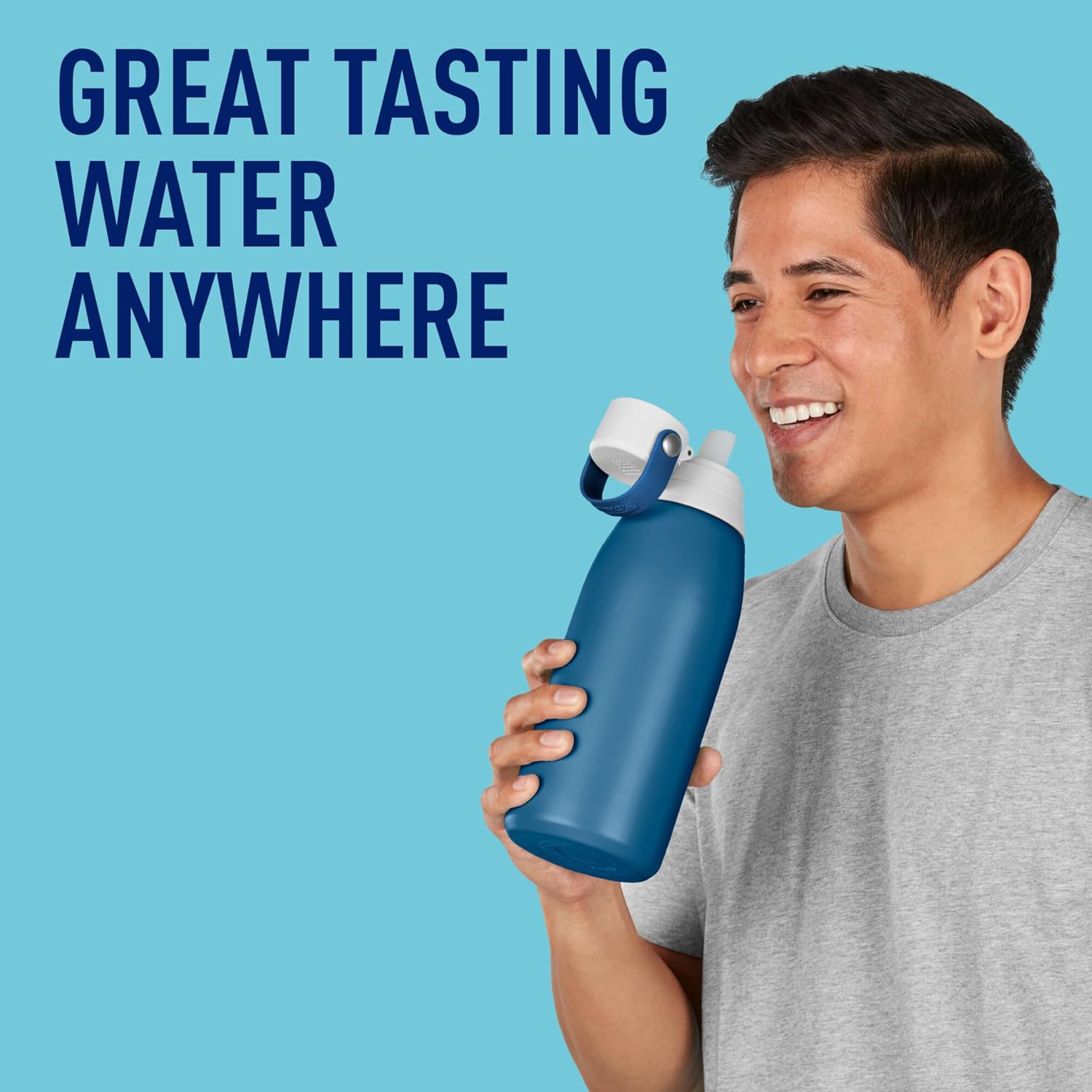 Brita Stainless Steel Premium Filtering Water Bottle, BPA-Free, Insulated, Replaces 300 Plastic Water Bottles, Filter Lasts 2 Months or 40 Gallons, Includes 1 Filter, Marina - 32 oz (Pack of 12)