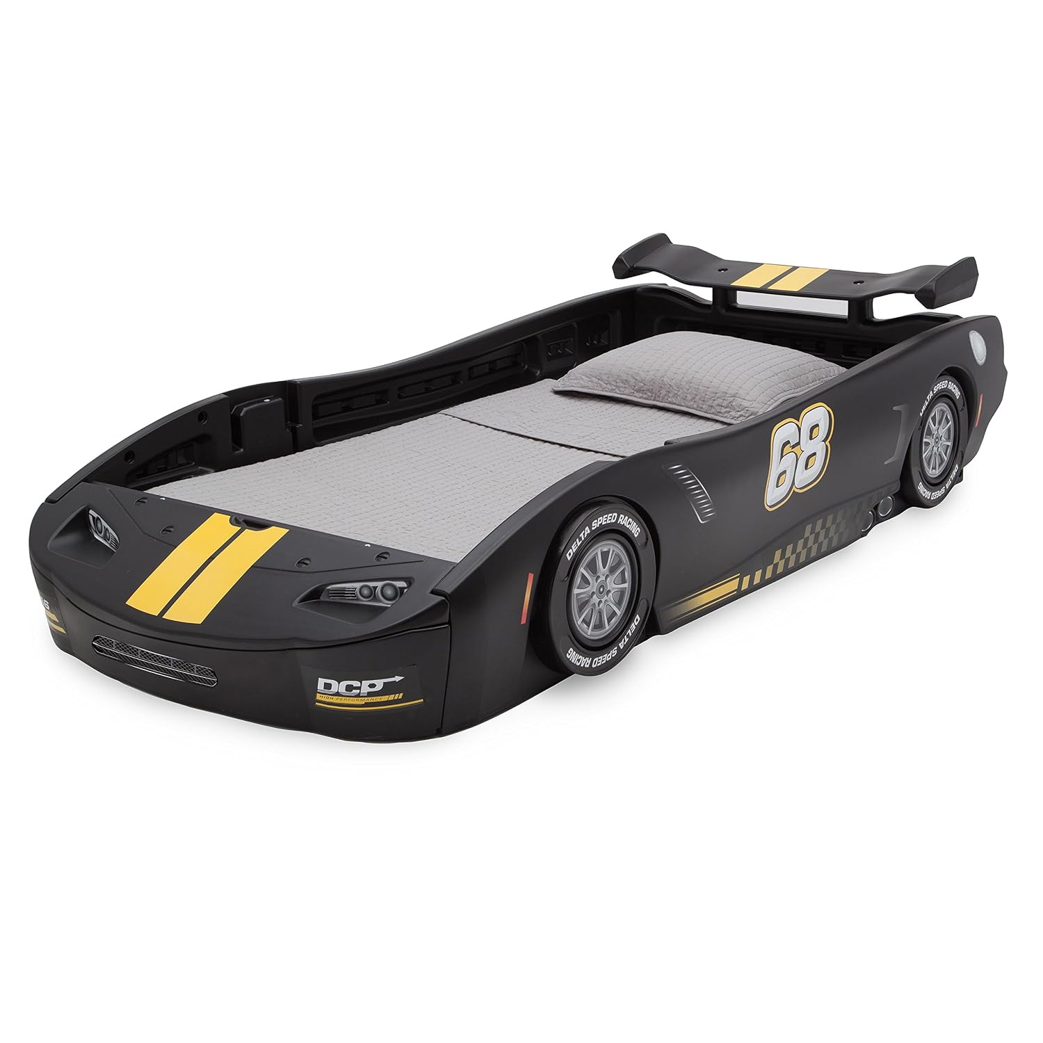 Delta Children Turbo Race Car Twin Bed, Black