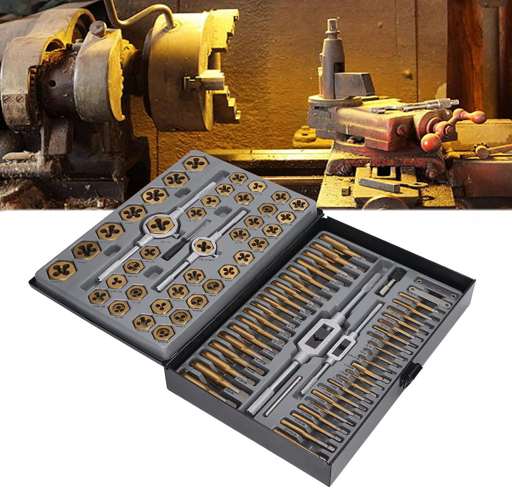 86 Piece Metric Tap and Die Set for Thread Repair M3 to M16 Cutting External Internal Threads Hand Tools Kit