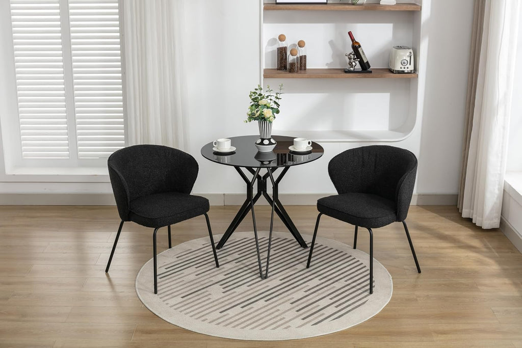Luxury Velvet Swivel Dining Chairs Set of 2 Beige Chairs for Living Room or Bedroom Single Light Luxury Design Metal Legs Elegant Furniture for Home Décor (Black Set of 2)