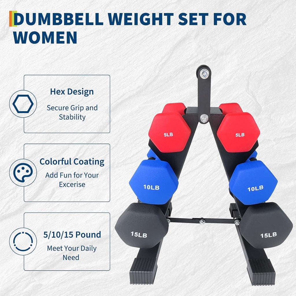 GarveeLife Dumbbell Set for Women and Men, Neoprene Dumbbell Free Hand Weight Set for Home Gym, Packed In Pairs