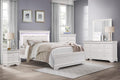 Glam Style Bedroom Set 5pcs Queen Size Bed LED Light HB White Finish Alligator Texture Panels Wooden Furniture