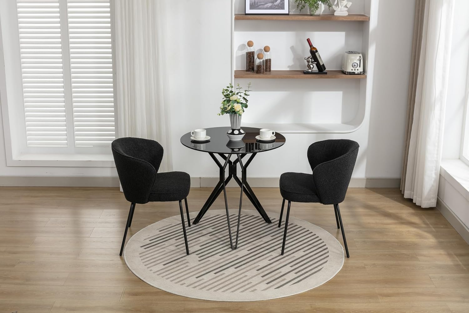Luxury Velvet Swivel Dining Chairs Set of 2 Beige Chairs for Living Room or Bedroom Single Light Luxury Design Metal Legs Elegant Furniture for Home Décor (Black Set of 2)