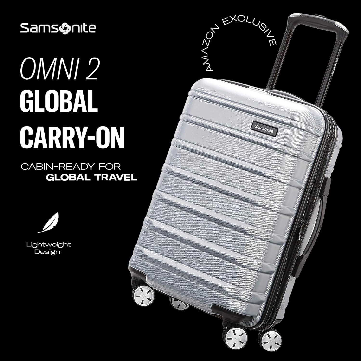 Omni 2 Airline Approved Carry-On Luggage – Stress-Free Size Meets 22x14x9' Requirements – For Fast Trips & Avoiding Baggage Fees – Dual 360° Spinner Wheels, USB Power Hub, Expands 1.5' – Silver