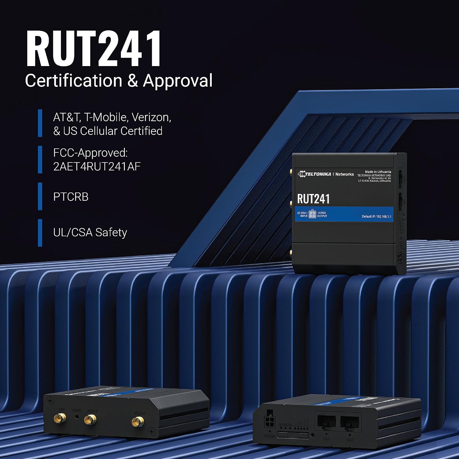 Teltonika RUT241 Industrial Cellular WiFi Sim Router - 4G LTE (Cat 4), 3G Connectivity - Wireless Access Point with Hotspot Functionality - RMS Compatible, Automatic WAN Failover (TELRUT241098000)