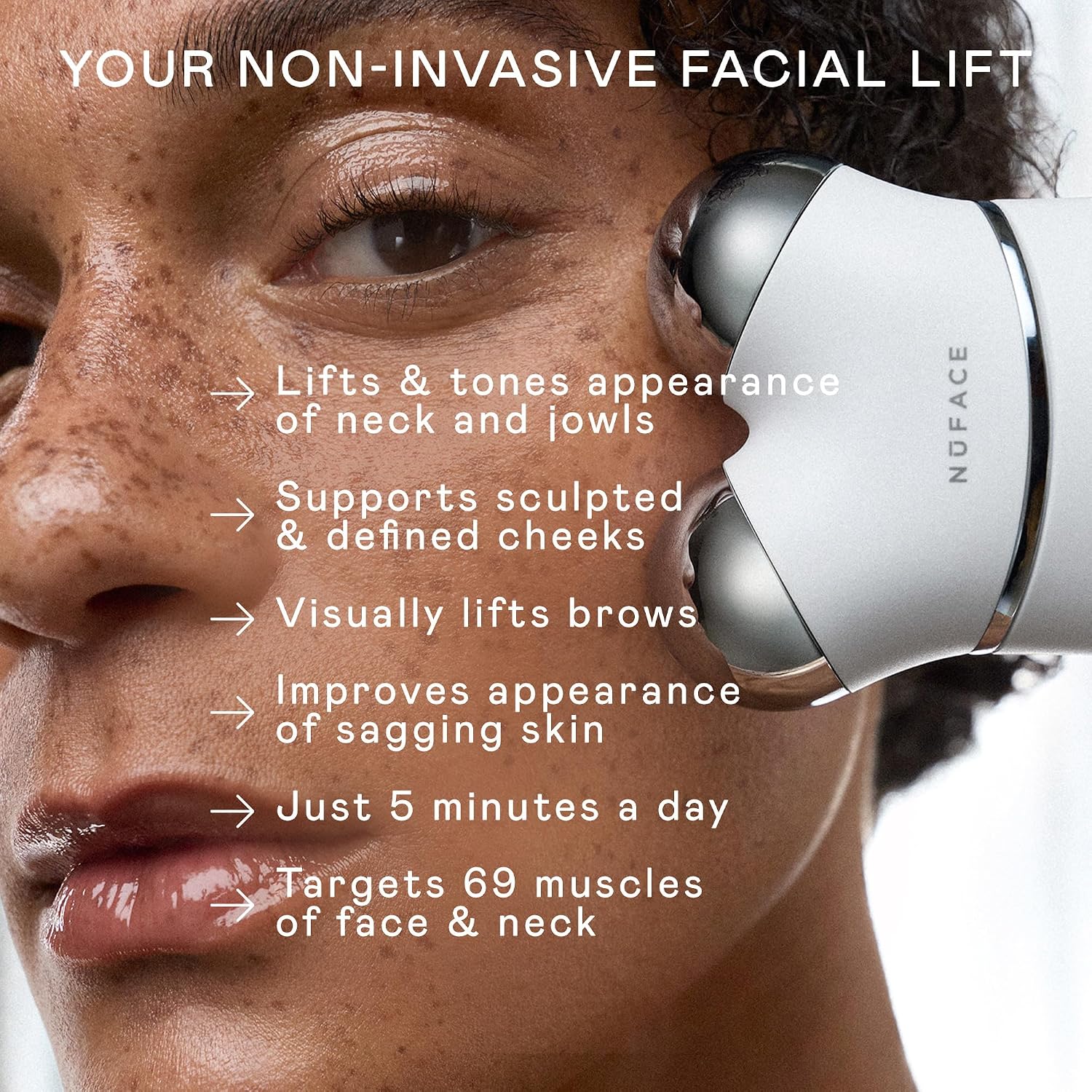 NUFACE Trinity+ Facial Massager + LED Red Light Therapy - Wrinkle Reducer, Skin Tightening & Lifting for Neck, FDA-Cleared - Enhances Radiance, Reduces Fine Lines - Microcurrent Facial Device