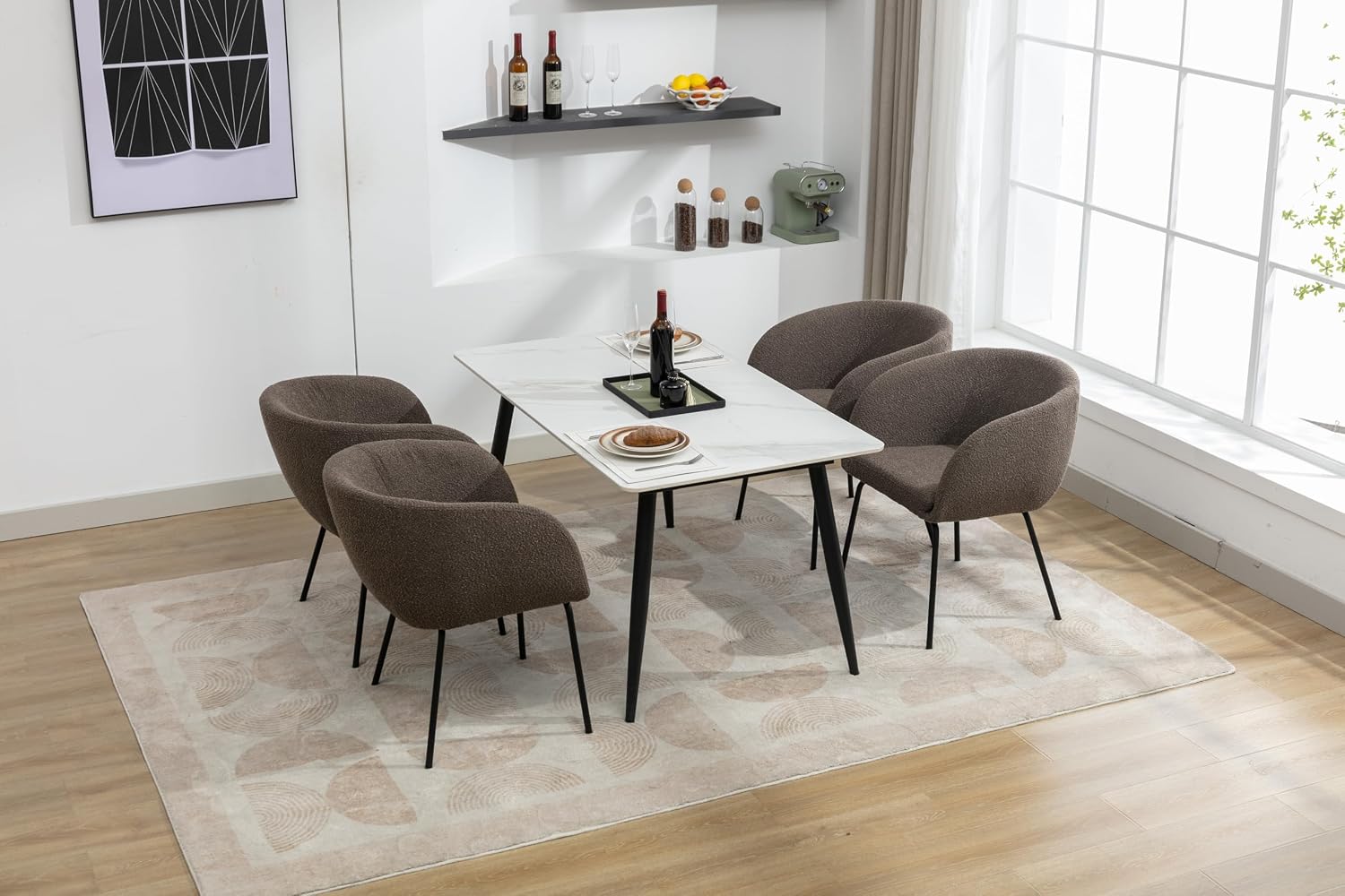 Luxury Velvet Swivel Dining Chairs Set of 2 Beige Chairs for Living Room or Bedroom Single Light Luxury Design Metal Legs Elegant Furniture for Home Décor (Brown + Black Legs Set of 2)