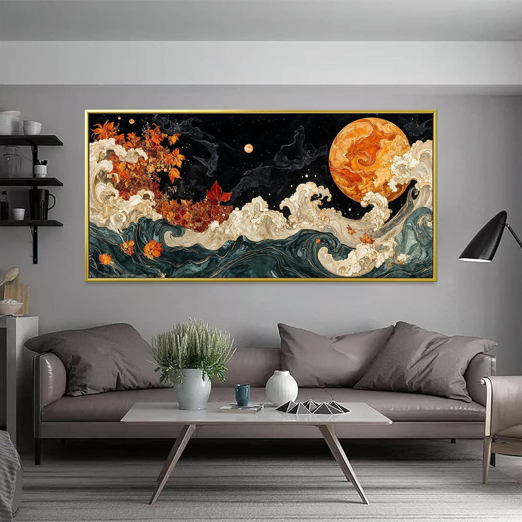 Large Wall Art For Living Room Gold Framed Wall Art Prints Boho Abstract Colorful Canvas Art Wall Decor Painting Pictures Abstract Black Wall Decor For Home Bedroom Office Ready To Hang 29' × 58'