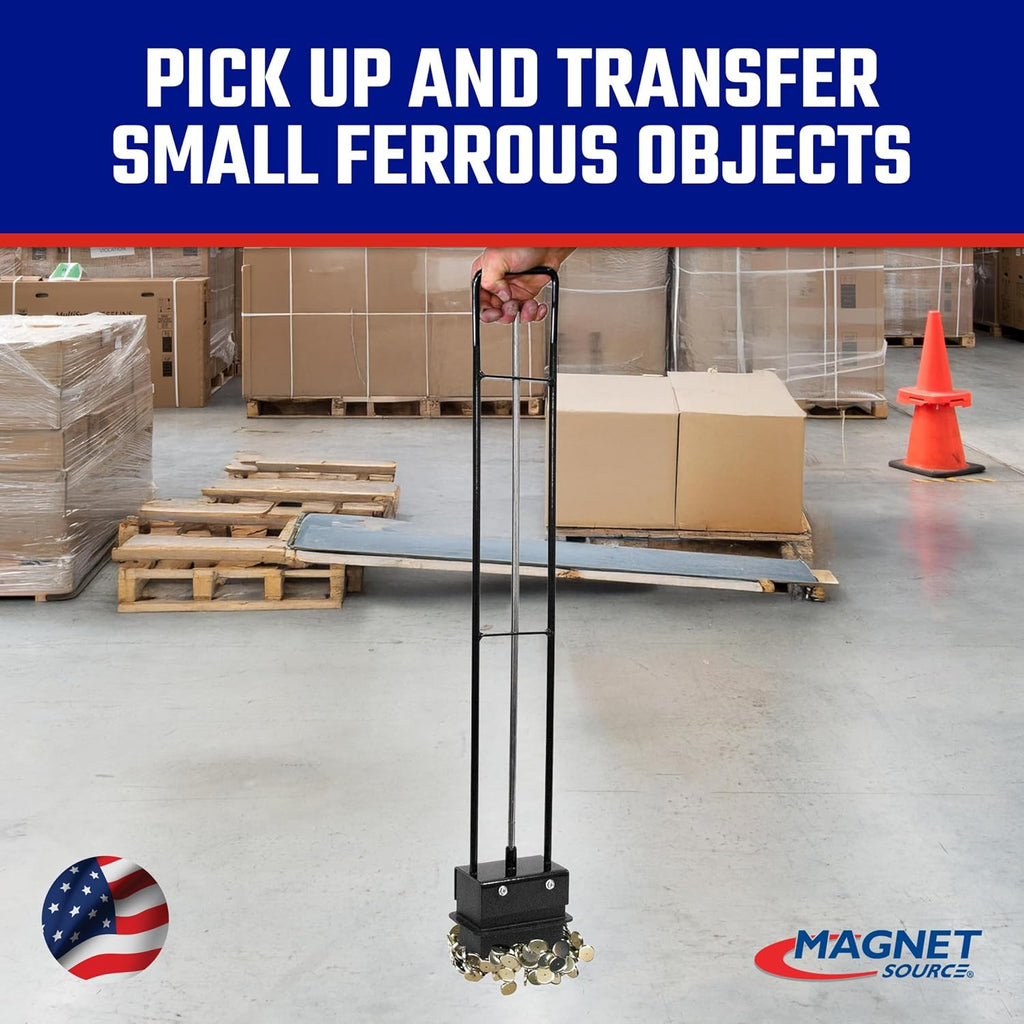 Master Magnetics Heavy-Duty Magnetic Bulk Parts Lifter with Release and Handle - Strong Magnet with 4 to 5 lb Hold - Picks Up Nails and Other Metal - 4.375' L x 3.125' W x 32.25' H