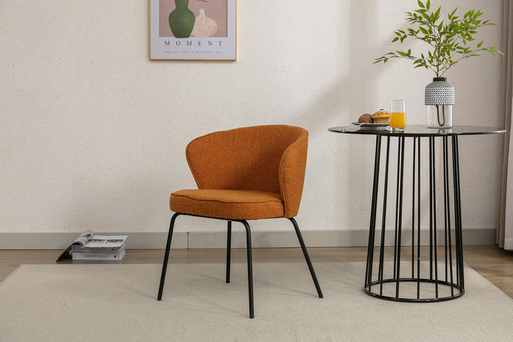 Luxury Velvet Dining Chairs with Swivel Function and Metal Legs Set of 2 (Grey + Black) Ideal for Living Room or Bedroom (Orange Single)