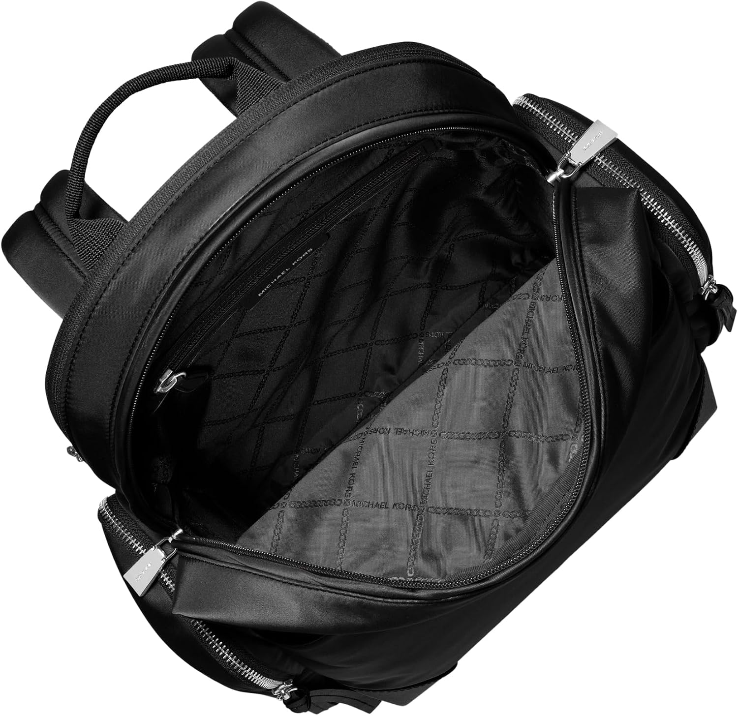 Michael Kors Prescott Large Backpack, Silver-Tone Hardware/Nylon/Black, One Size