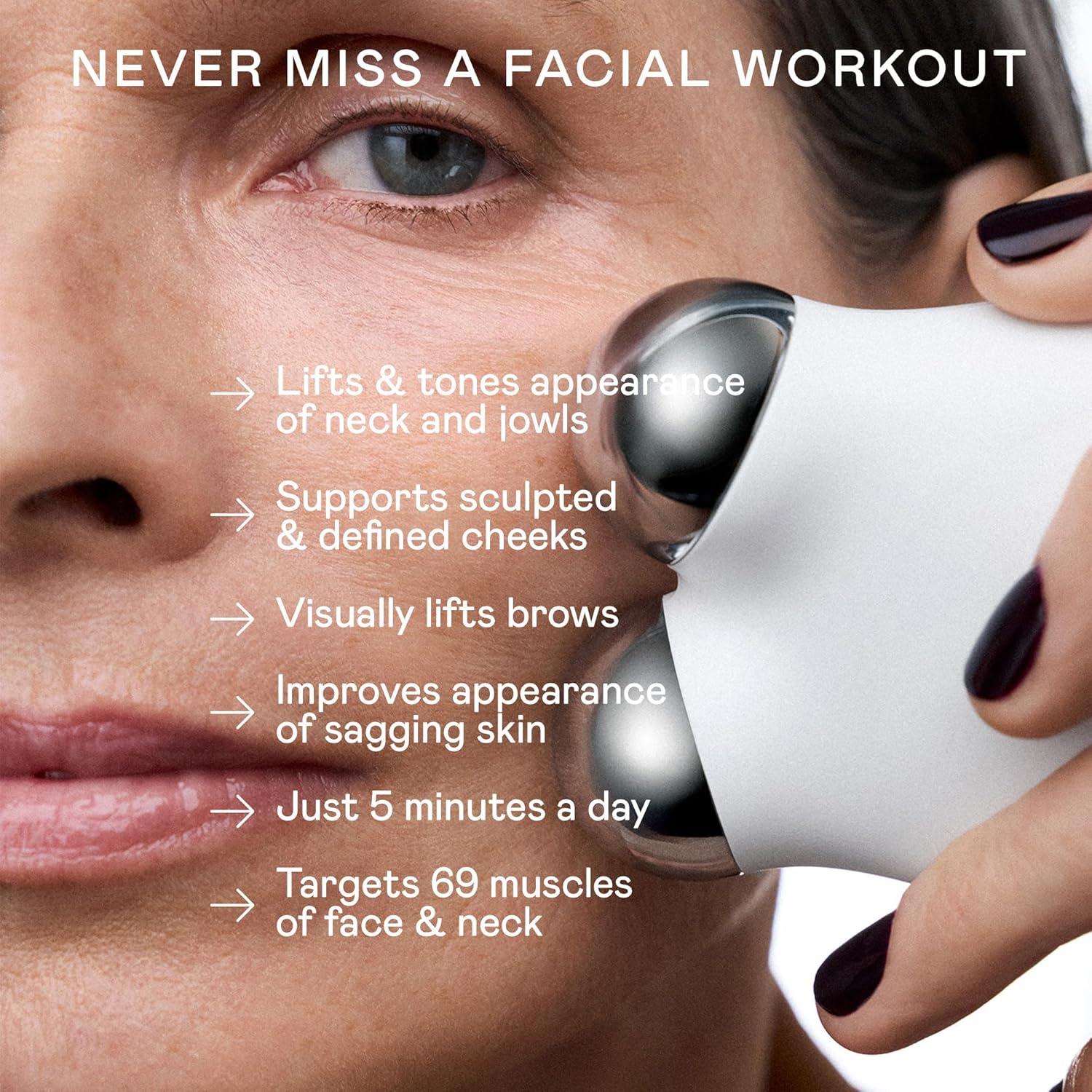 NUFACE MINI+ Facial Sculpting Tool - Microcurrent Face Massager Device for Skin Tightening, Contouring, Depuffing & Toning + Lymphatic Drainage & Activator Gel, Violet Dusk