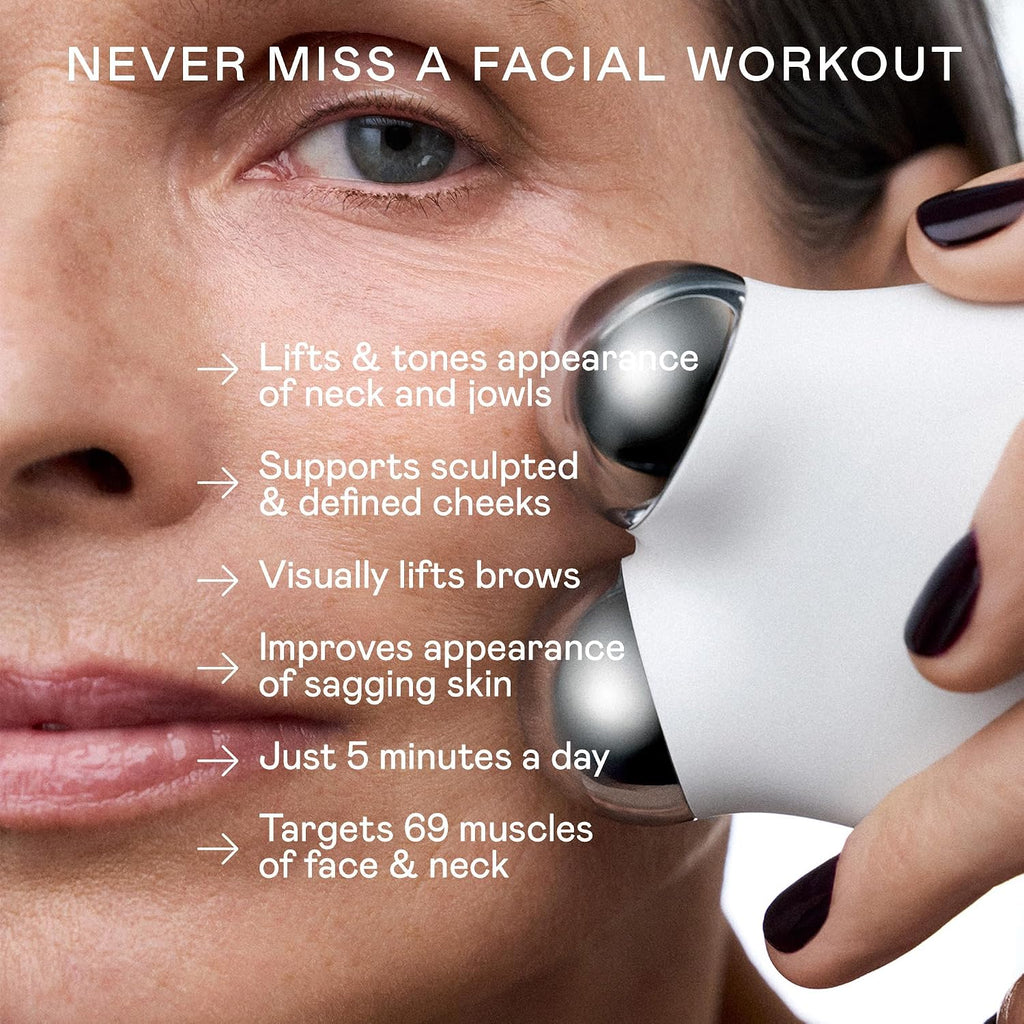 NUFACE MINI+ Facial Sculpting Tool - Microcurrent Face Massager Device for Skin Tightening, Contouring, Depuffing & Toning + Lymphatic Drainage & Activator Gel, Midnight Black