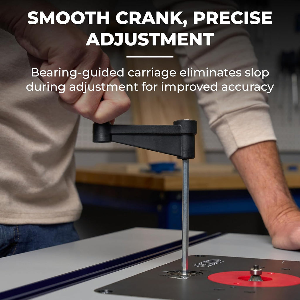 Kreg PRS5000 Precision Router Lift - Router Table Lift System - Durable Router Plate Insert - Router Table Plate Insert - For Quick, Accurate, Reliable & Repeatable Setups