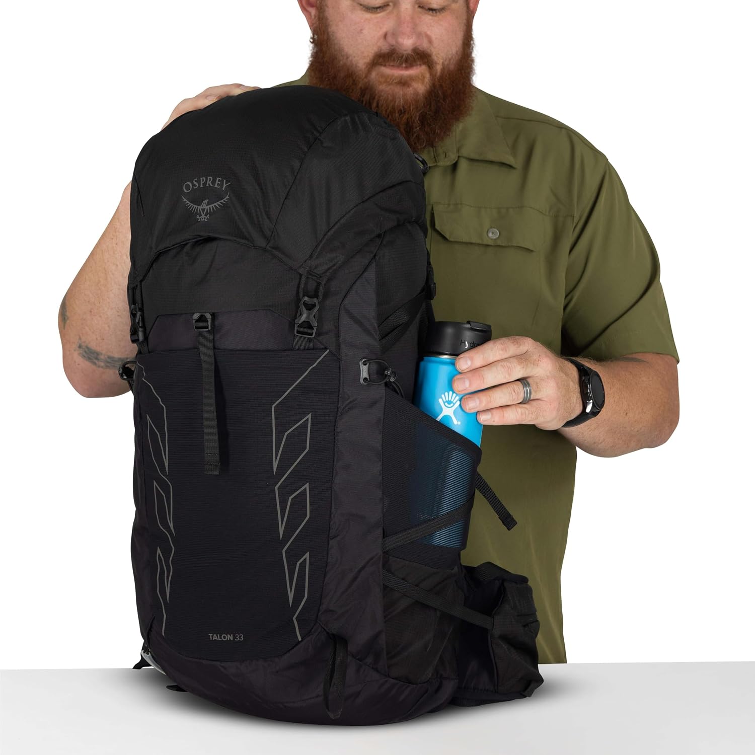 Osprey Talon 33L Men's Lightweight Hiking Backpack - Daypack for Travel & Camping, Black/Coal Grey, Extended Fit