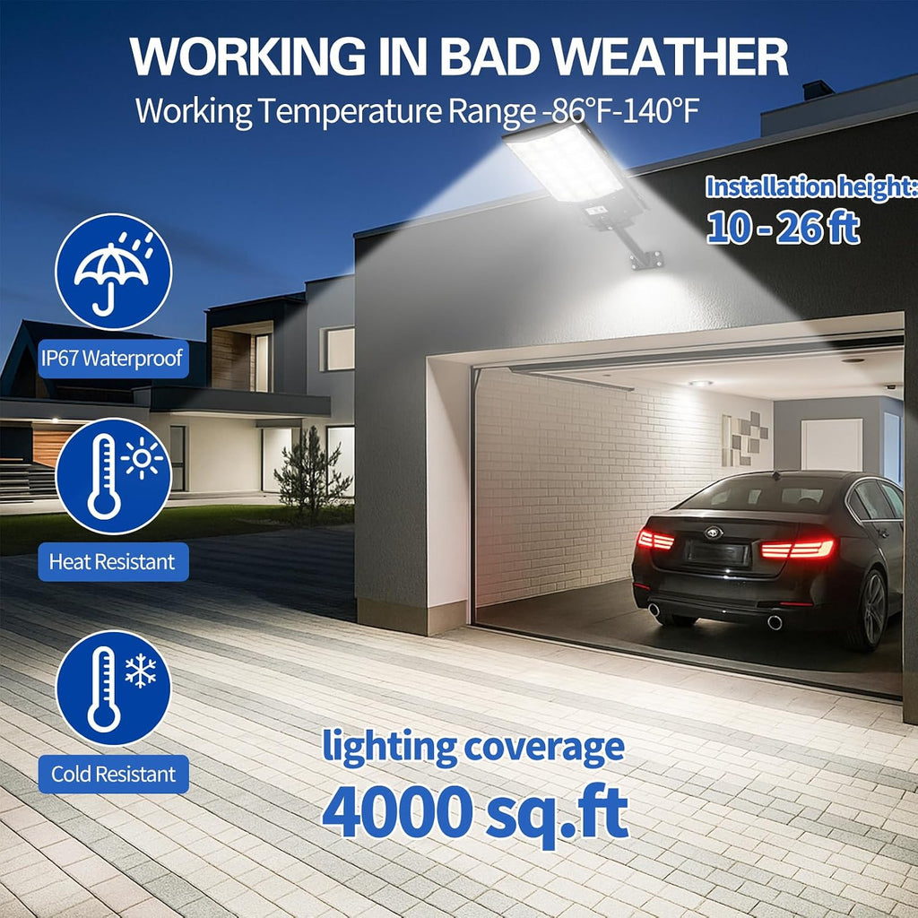 8000W Solar Street Light, Solar Street Lights Outdoor Waterproof IP67, Outdoor SolarLamp with Motion Sensor & Dusk to Dawn - Durable, Energy-Efficient SolarLighting for Garden, Yard, Driveway