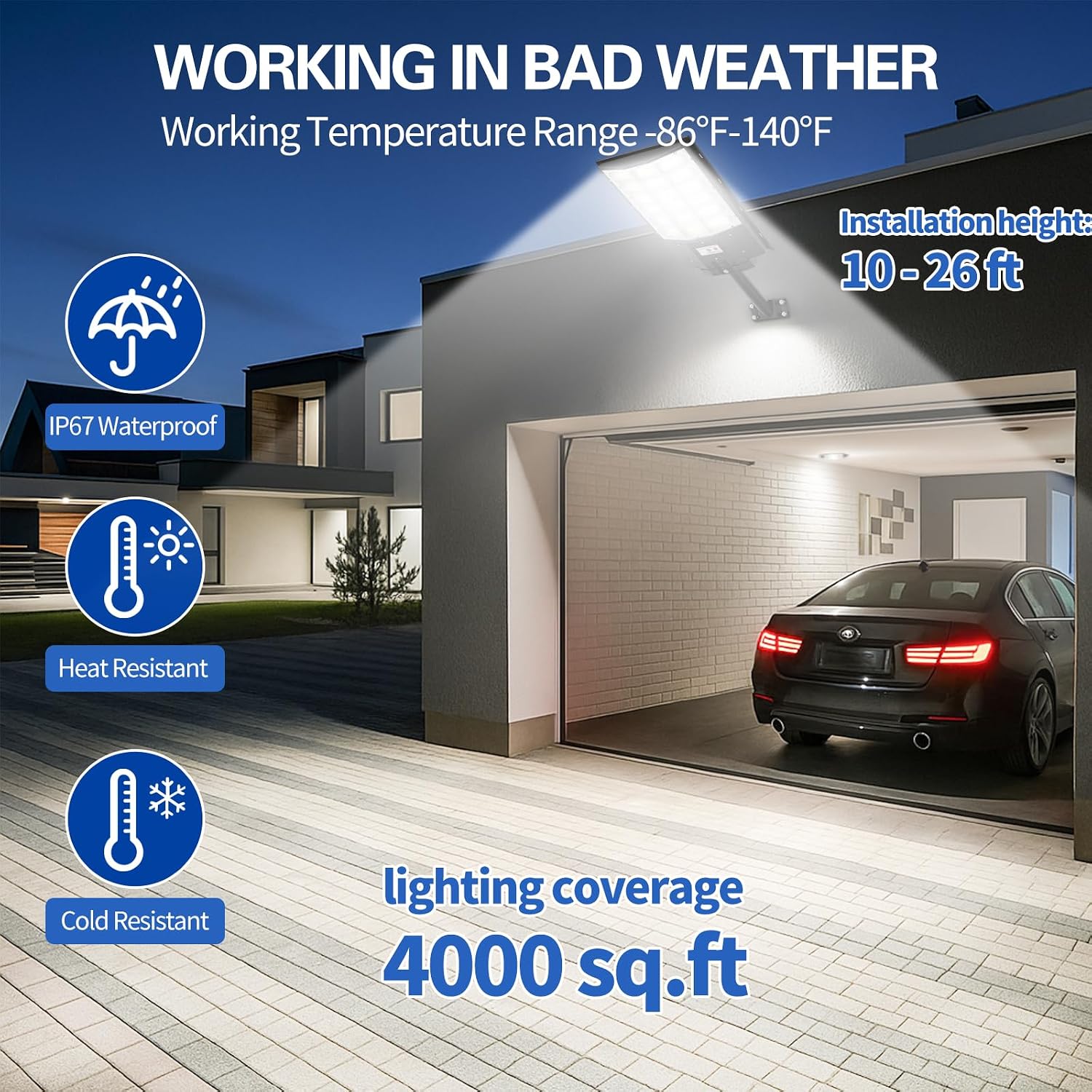 8000W Solar Street Light, Solar Street Lights Outdoor Waterproof IP67, Outdoor SolarLamp with Motion Sensor & Dusk to Dawn - Durable, Energy-Efficient SolarLighting for Garden, Yard, Driveway