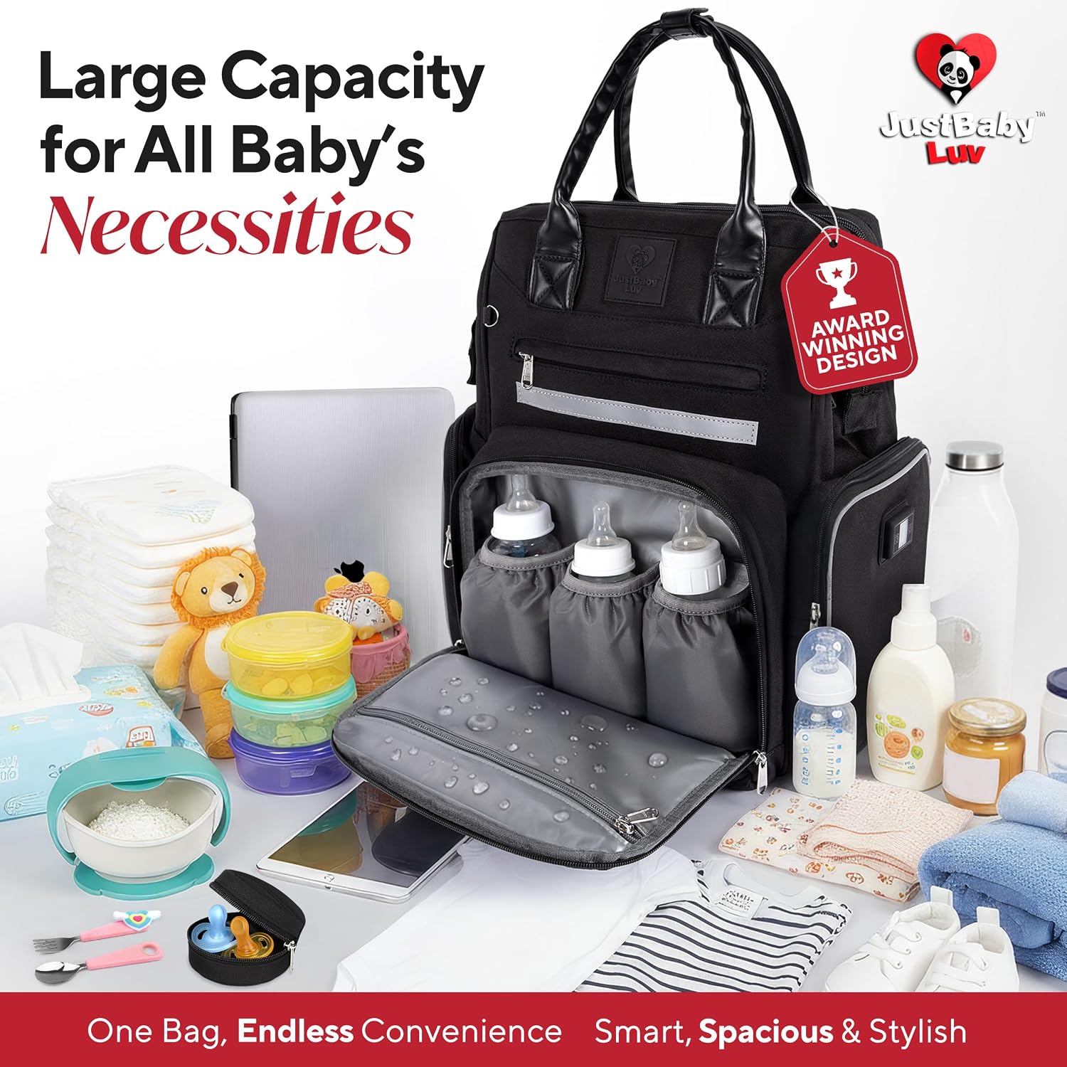 Award-Winning Baby Diaper Bag Backpack with Changing Station –Large Multifunction Waterproof Diaper Bag, Warm Bottle Pockets, Newborn Essentials Travel Gift for Mom & Dad, Best Baby Shower