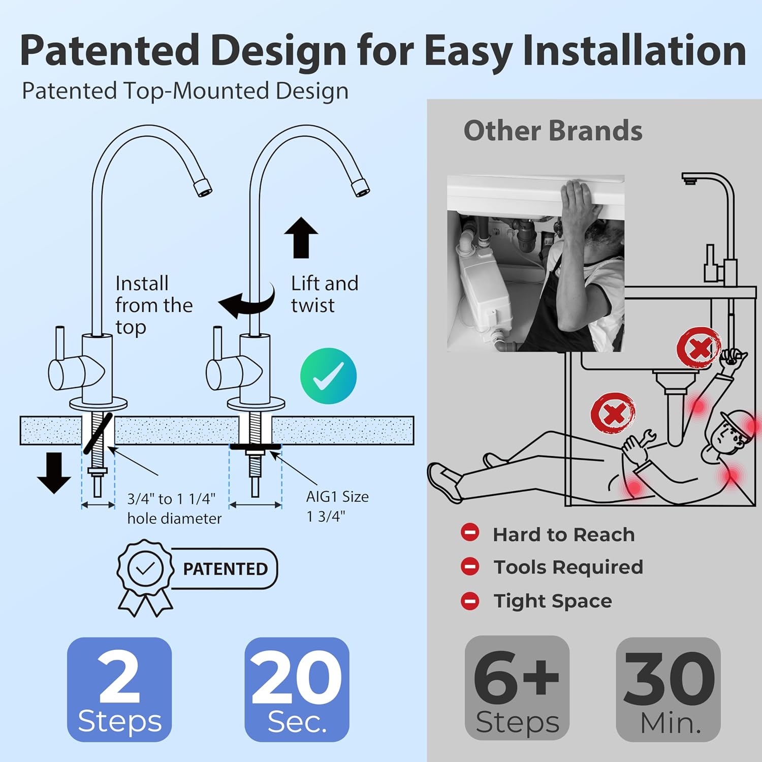 iSpring CUA4-BLK 0.01 Micron Ultra Filtration Under Sink Water Filter System, High Capacity Tankless 4-Stage Ultrafiltration Water Filter, Removes 99.99% Contaminants, Quick Filter Change with Faucet