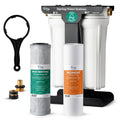 iSpring CW21-PF 2-Stage RV Water Filtration System, SGS-Tested PFAS Removal, High-Capacity Tankless Design, Durable 3/4' Lead-Free Brass Connectors for RV Campers