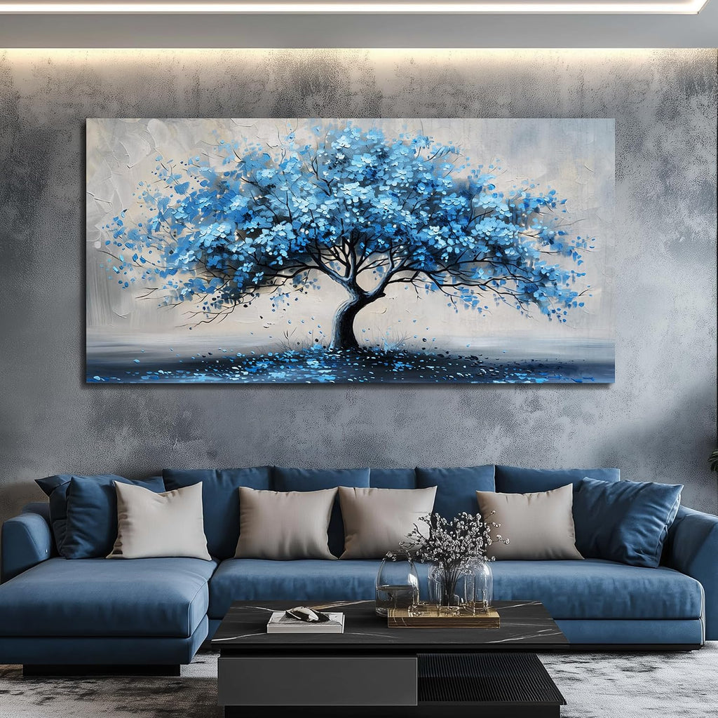 KELIYUAN Large Wall Art For Living Room Canvas Wall Decor For Office Bedroom Room Decorations Abstract Paintings Blue Tree Pictures Artwork Ready To Hang Guesthouse Mural Aesthetic Decor 30x60 In