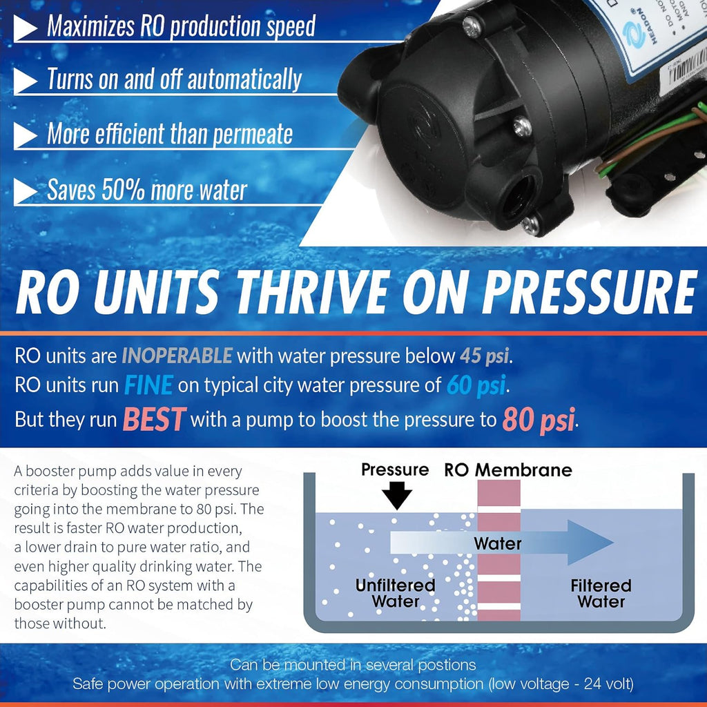 iSpring RCB3P Tankless Reverse Osmosis Filtration System, 300 GPD Under Sink RO System, Reduces TDS, 1.5:1 Pure to Drain, Booster Pump & Pressure Gauge for Residential & Light Commercial Use