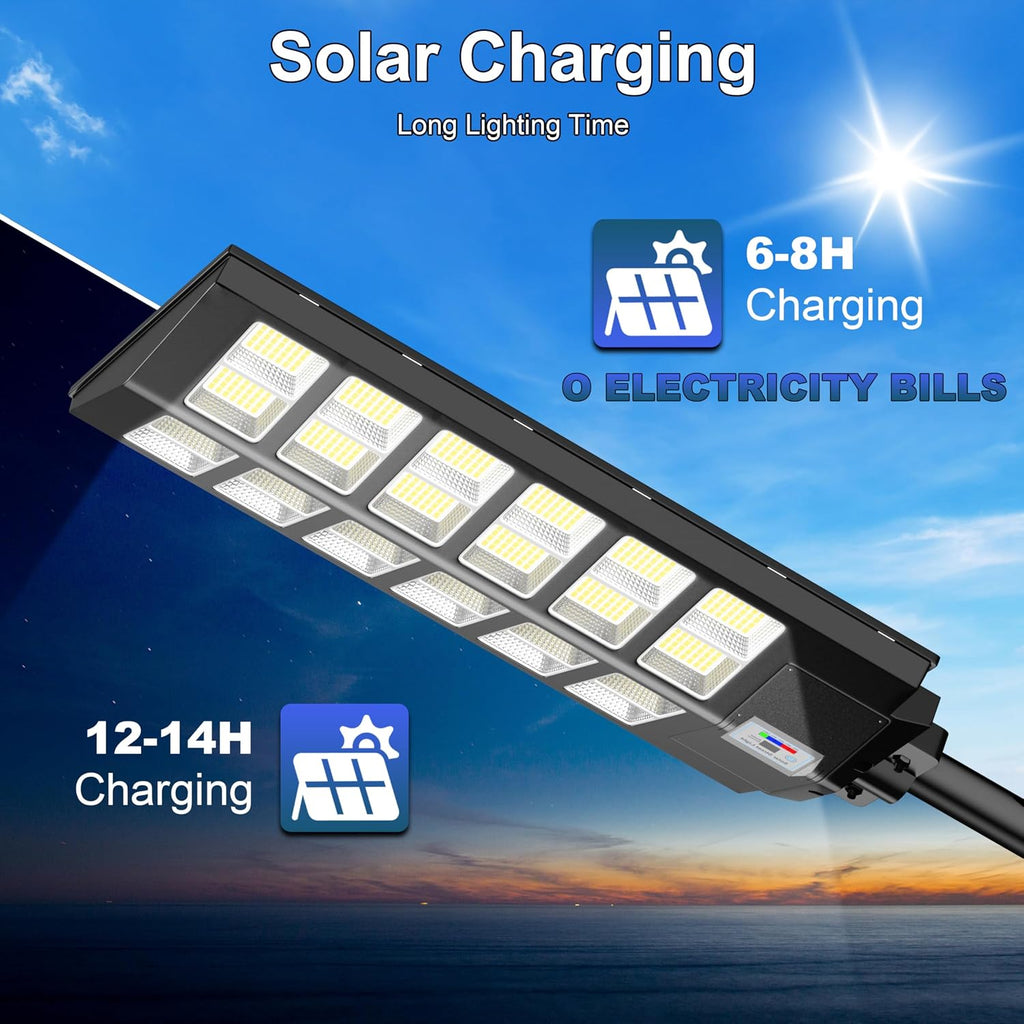 loyoele 9000W Solar Street Lights Outdoor 120000LM, Commercial Parking Lot Light 7000K, Solar Flood Outdoor Lights IP67 Waterproof with Motion Sensor for Road, Garden
