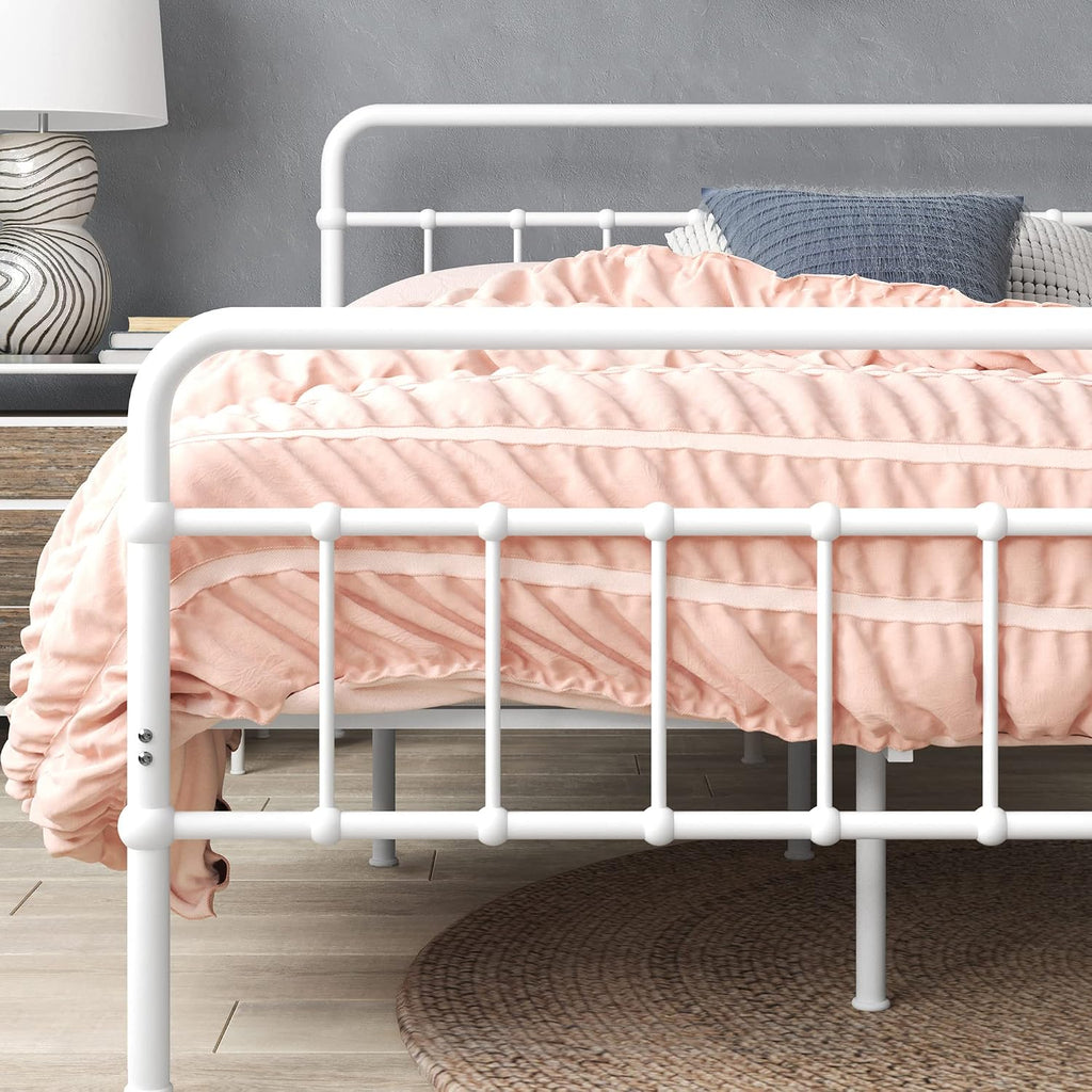 Zinus Florence Metal Platform Bed Frame, Mattress Foundation, No Box Spring Needed, Easy Assembly, White, Twin