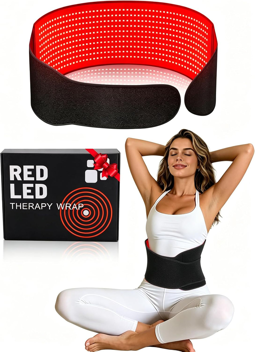 Red Light Therapy Belt, 600 High-Density LEDs Infrared Wrap with 5 Intensity Levels, 6 Timer Settings, Handheld Controller, Ideal Mother's Day Gift for Mom, Women, Men