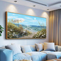 ERQINHUA Large Wall Art For Living Room Canvas Wall Decor For Bedroom Office Decoration Blue Sea Ocean Paintings Beach Chair Wall Pictures Artworks Modern Home Decor Aesthetics 24x48 In Wood Framed