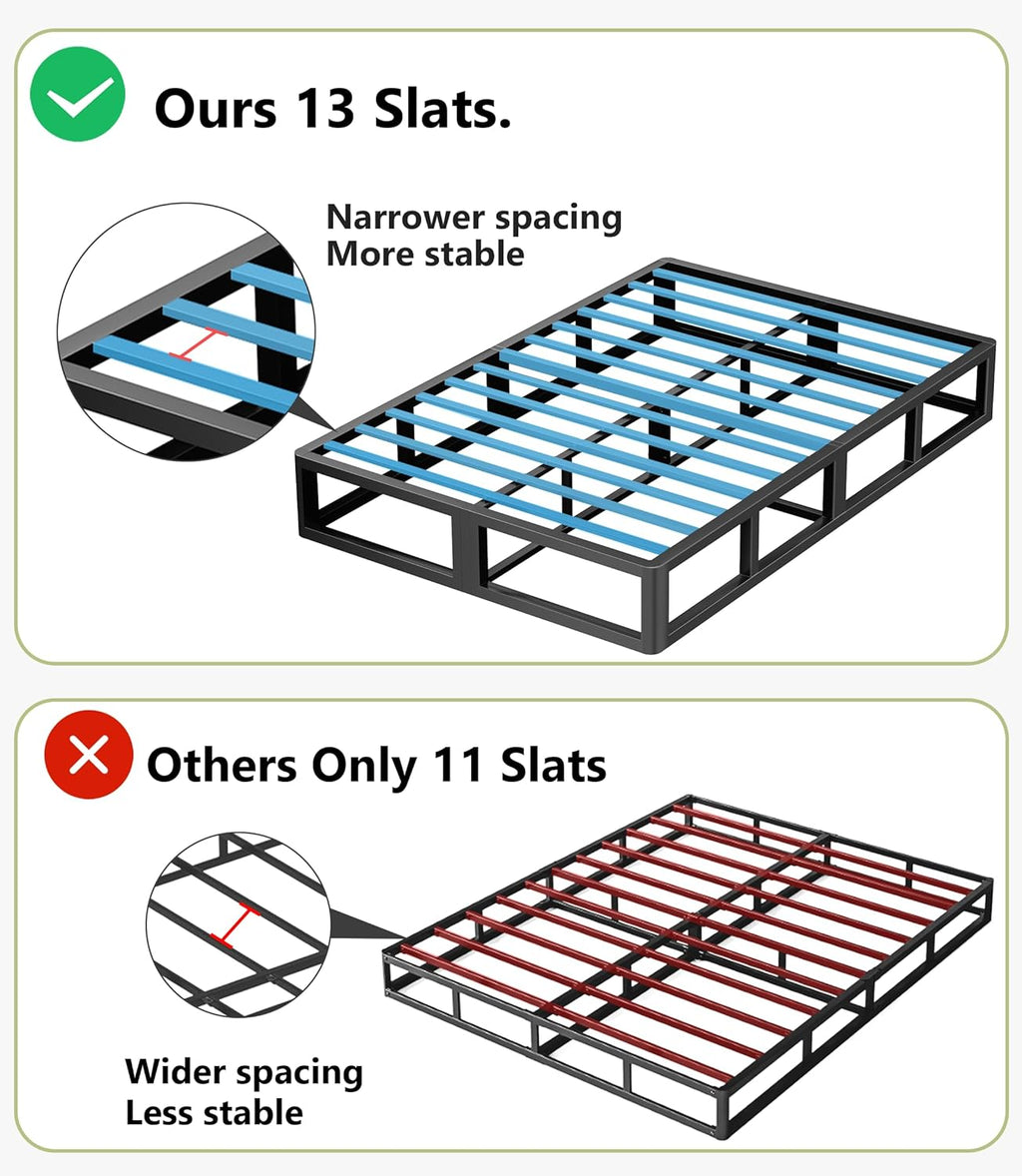 ROIL 5 Inch Full Size Box Spring, Heavy Duty Metal Low Profile Bed Base Mattress Foundation with Fabric Cover, 3500lbs Max Weight Capacity, Easy Assembly, Noise Free, Non-Slip