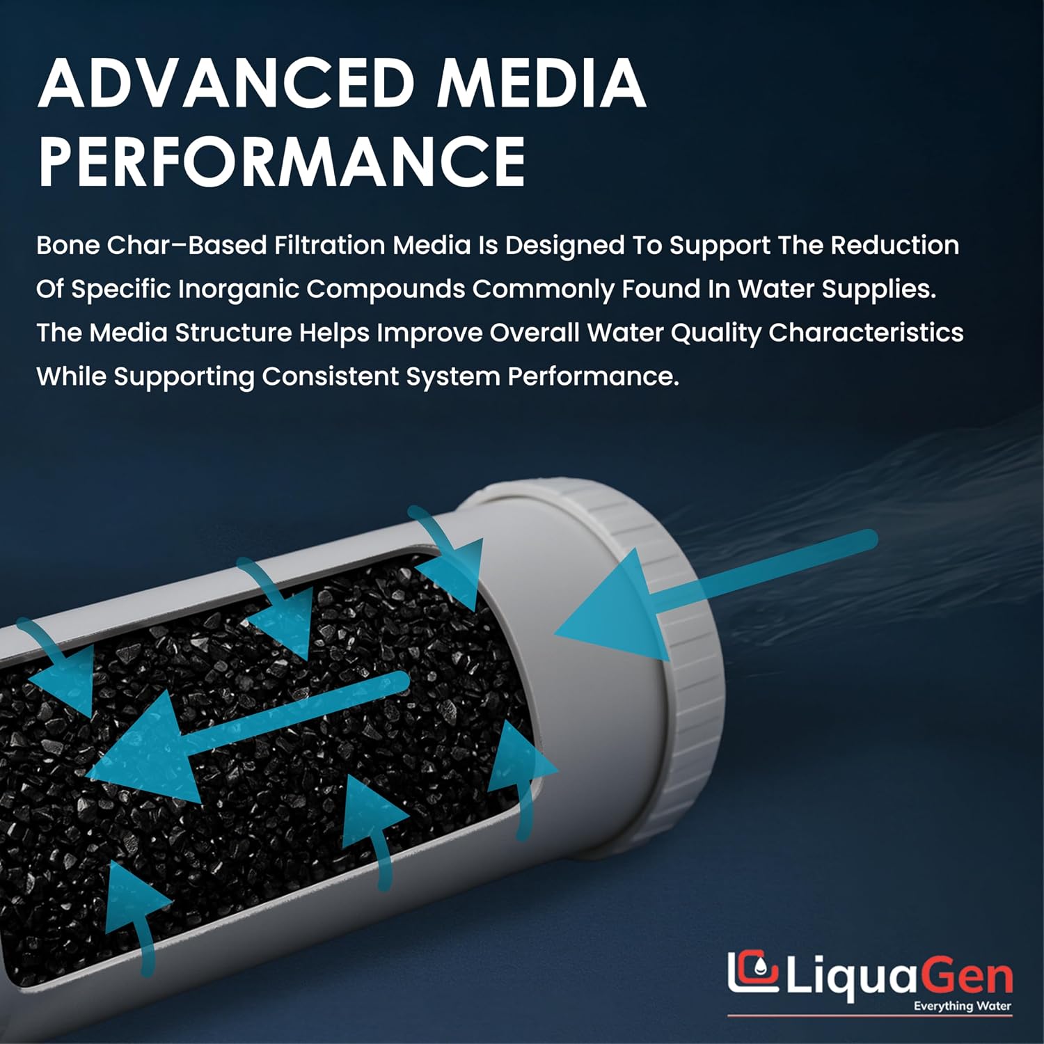 LiquaGen Bone Char Water Filter Replacement Cartridge – Helps Reduce Fluoride – Universal Refillable Filter for Whole House & Drinking Water – 2.5x10, 2.5x20, 4.5x10, 4.5x20 (1, 2.5' x 20')