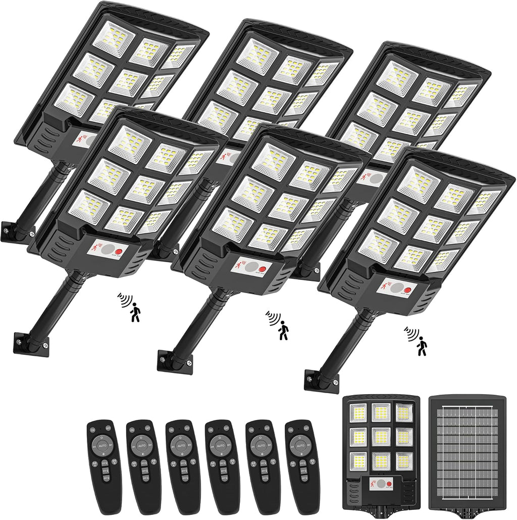Sunwish Solar Street Lights Outdoor, Solar Lights Outdoor, Solar Dusk to Dawn Outdoor Lights with Remote Control, Motion Sensor IP66 Waterproof Flood Lights for Garden Yard Parking Lot,6 Pack
