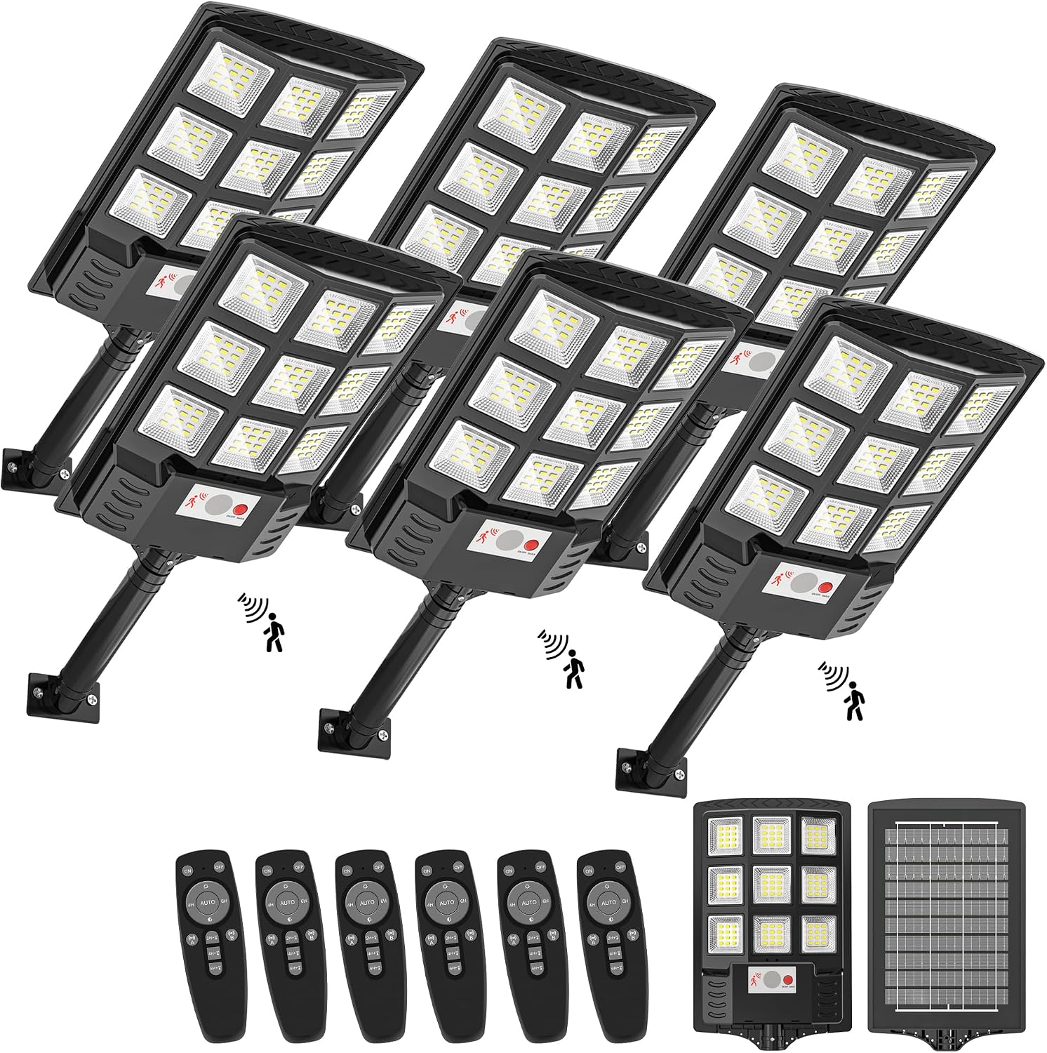 Sunwish Solar Street Lights Outdoor, Solar Lights Outdoor, Solar Dusk to Dawn Outdoor Lights with Remote Control, Motion Sensor IP66 Waterproof Flood Lights for Garden Yard Parking Lot,6 Pack