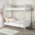 Walker Edison Elodie Urban Industrial Twin Over Twin Metal Bunk Bed, Twin Over Twin, Silver