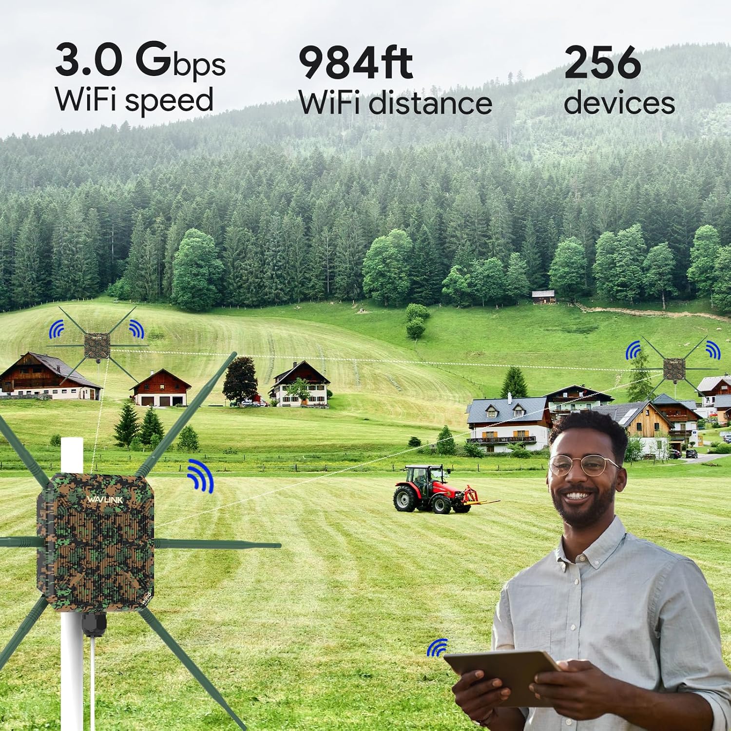 WAVLINK AX3000 Outdoor Mesh WiFi Access Point, 2026 New Model Long Range Outdoor Wireless WiFi Extender Signal Booster - Greenwood