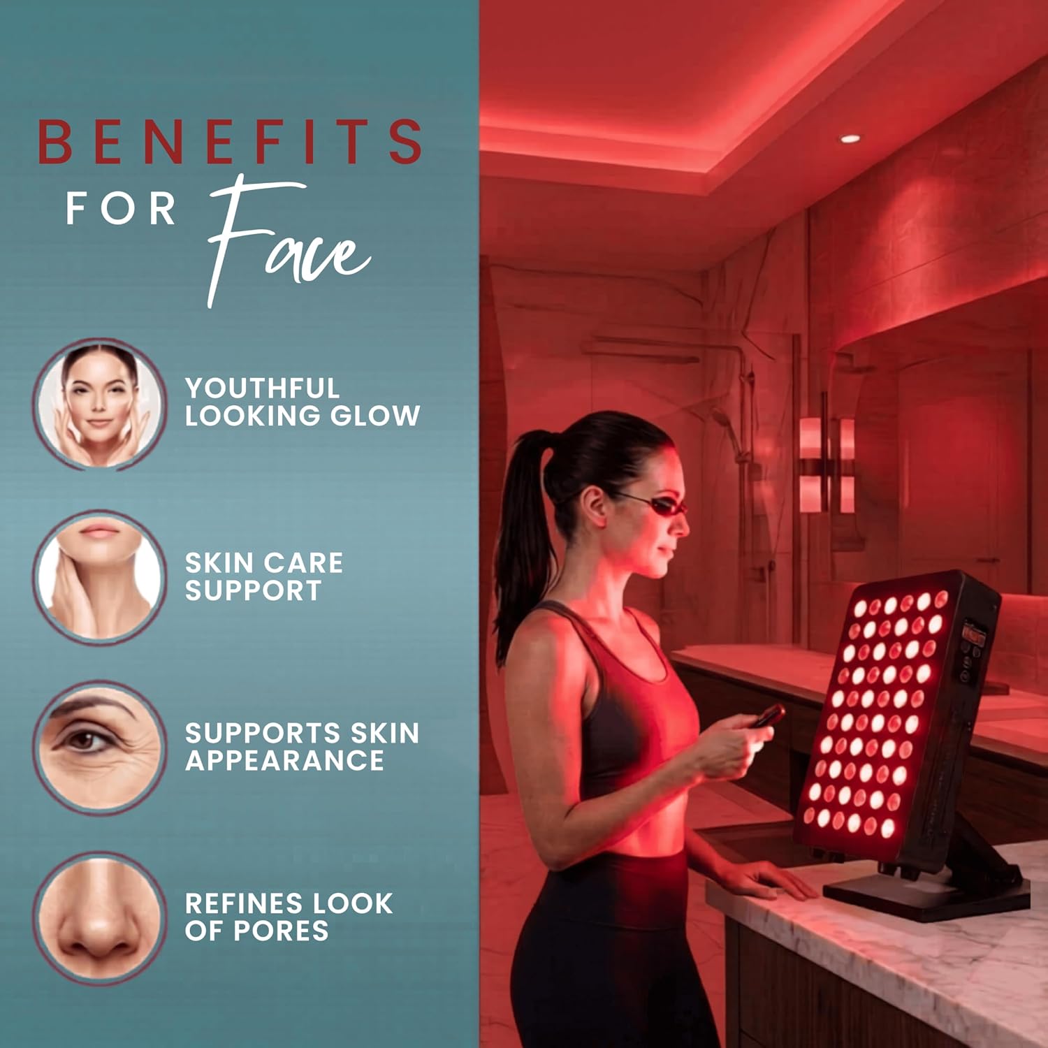 FSA Red Light Therapy for Body & Face - 660nm & 850nm Near Infrared Red Light Therapy Panel for Skin, Muscles & Recovery – Full-Body LED Light Therapy Device with Stand HSA