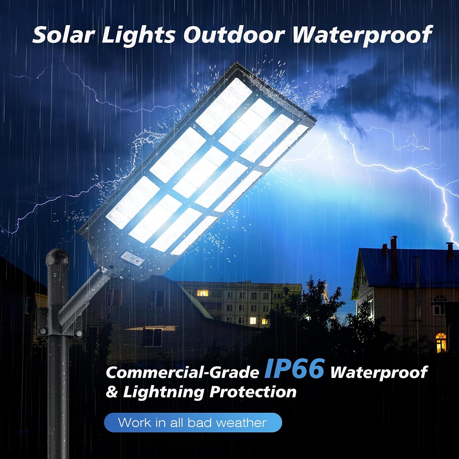 WYWNA 15000W Solar Street Lights Outdoor - Wide Angle Solar Lights Outdoor Motion Sensor, Commercial Parking Lot Light Dusk to Dawn, 7000K LED Street Light IP66 Waterproof with Remote Control