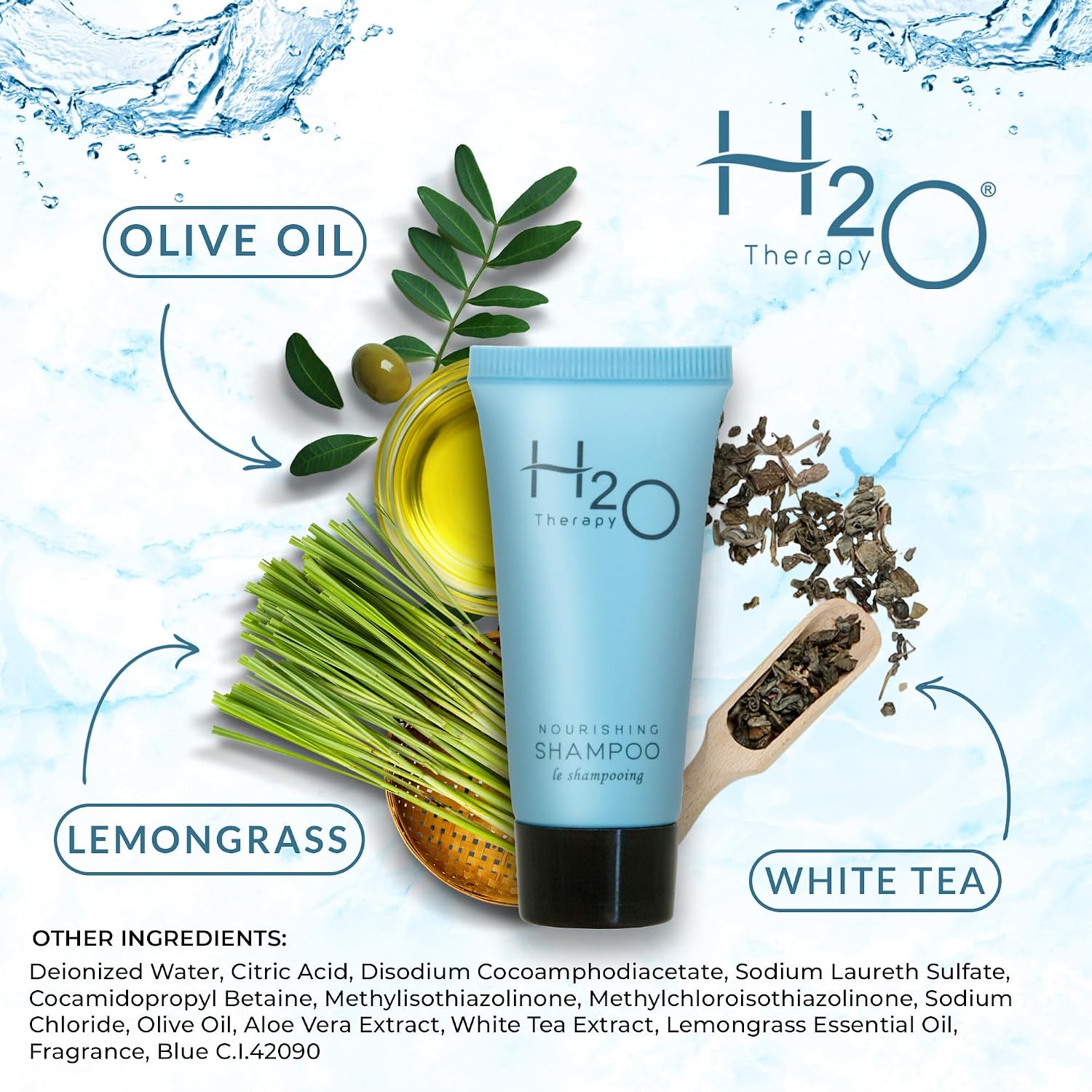 Travel Size Hotel Shampoo 300 Count 0.85 oz Bottles Guest Amenities for Hotels Vacation Rentals and Short Term Rentals Paraben Free Green Tea Scent Infused with Aloe and Olive Oil by H2O Therapy