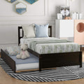 Modern Wood Platform Bed with Trundle and Headboard Classic Bed Frame No Box Spring Needed/Easy Assembly, Twin Espresso