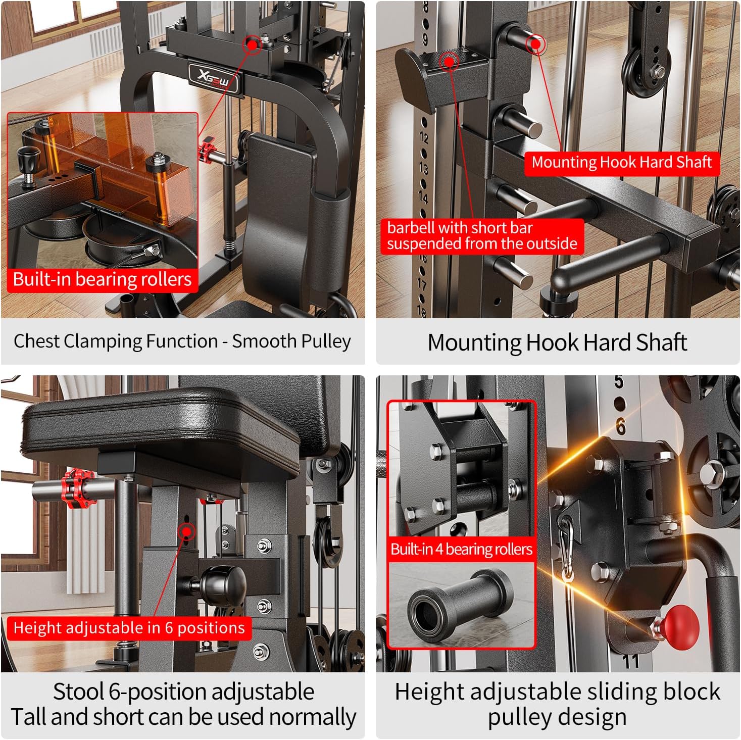 Multi-Purpose Squat Rack,Smith Machine Weight Rack Set with Cable Crossover System, Home Gym Power Racks, Power Racks and Packages